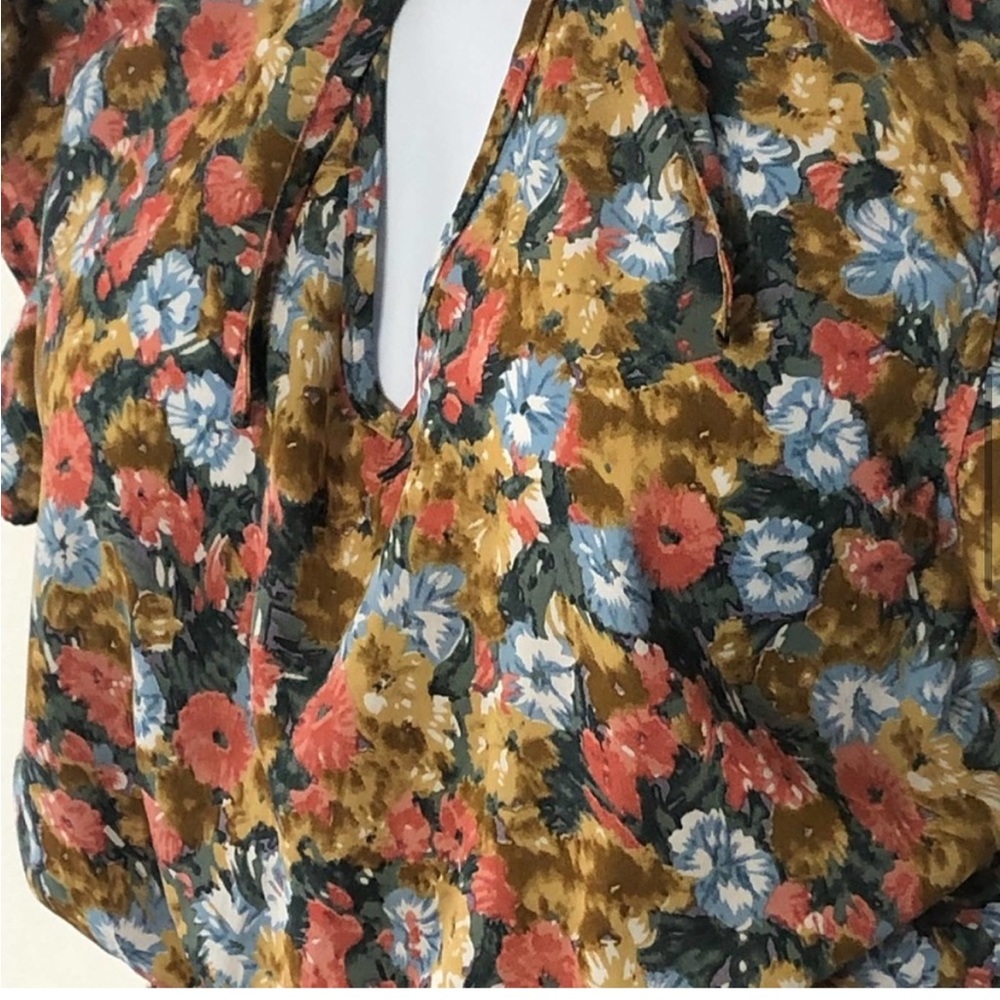 Anthropologie Entro Boho Floral Print Tiered Mini Dress size Large - Picture 6 of 12